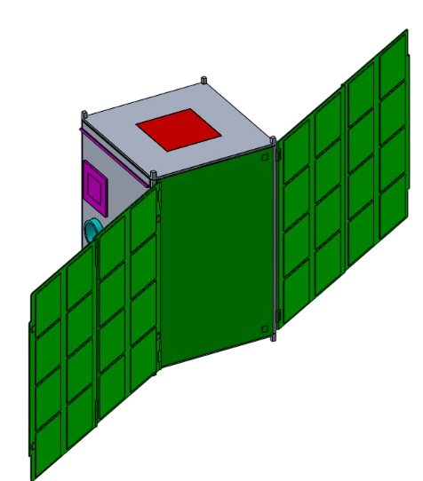 CAD of the H-ADES CubeSat with deployed solar arrays